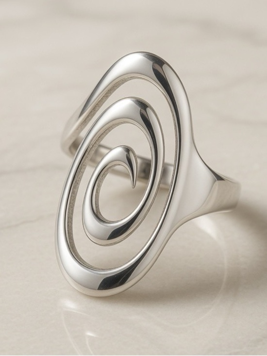 charm atelier Jewelry - Silver plated Spiral Statement Ring - Silver sz 8